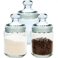 Luminarc Set Van 3x Stuks Voorraadpotten/bewaarpotten 750 Ml Glas Met Glazen