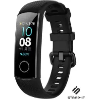 Strap-it Siliconen Smartwatch bandje - Geschikt voor Honor band 4 / 5 siliconen bandje - zwart - Horlogeband / Polsband / Armband