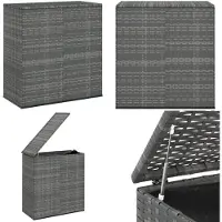 vidaXL Tuinkussenbox van PE-rotan, 100x49x103,5 cm, grijs - Kussenbox - Tuinkist - Kussenbox van PE-rotan