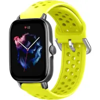 Strap-it Siliconen sport bandje met gaatjes - Geschikt voor Xiaomi Amazfit Bip / Bip Lite / Bip S / Bip U / Bip U Pro / Amazfit GTS / GTS 2 / GTS 3 / GTS 4 - Mini bandje - Sport bandje - Geel