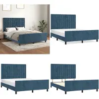 vidaXL Bedframe zonder matras 140x200 cm fluweel donkerblauw