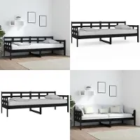 vidaXL Dagbed zwart, massief grenenhout, 80x200 cm - Dagbed - Dagbedden - Houten dagbed - Massief houten dagbed