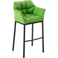 CLP Barkruk Tanja - Zithoogte 83 Cm - Zwart Metaal Onderstel - Kunstleer - Groen