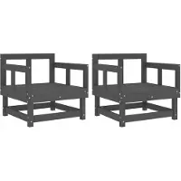 The Living Store Tuinset - Tuinstoelen - Tuinstoelen 2 st massief grenenhout grijs - Grenenhouten Stoelen - Outdoor Meubilair - Lounge Stoelen