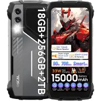 Oscal PILOT 1 Smartphone - 6.67 Inch - 16GB RAM - 256GB ROM - 15000mAh - Onbreekbare Smartphone - 50MP+32MP - Android 14 - NFC - GPS - Zwart