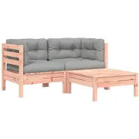 The Living Store Lounge Set - Tuinbank - Tuinbank 2-zits met kussens en voetenbank - Buitendrank - Hout Bank - Douglas Hout