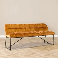 Livin24 Velvet eetkamerbank Janna okergeel 155 cm