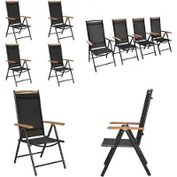 vidaXL Tuinstoelen inklapbaar 4 st aluminium en textileen zwart - Klapstoel - Klapstoelen - Inklapbare Stoel - Inklapbare Stoelen