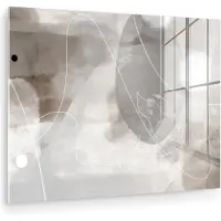 MuchoWow Glasschilderij 120x90 cm - Schilderij acrylglas - Verf - Grijs - Line art -Abstract - Foto op glas - Muurdecoratie woonkamer - Wanddecoratie slaapkamer - Schilderijen