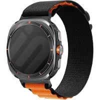 Strap-it Alpine nylon bandje - geschikt voor de Samsung Galaxy Watch Ultra 2 (2026) / Ultra (2024/2025) - zwart/oranje