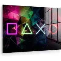 MuchoWow Glasschilderij 90x60 cm - Schilderij acrylglas - Gaming - Modern - Game - Neon - Gameroom - Foto op glas - Muurdecoratie woonkamer - Wanddecoratie slaapkamer - Schilderijen