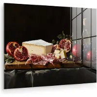 MuchoWow Glasschilderij 160x120 cm - Schilderij acrylglas - Stilleven - Vintage - Borrelplank - Foto op glas - Muurdecoratie woonkamer - Wanddecoratie slaapkamer - Schilderijen