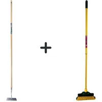 SynxStore Synx Tools Rechte Schoffel Met Staal 160cm + Klauwbezem 28cm - Schoffel - Telescopisch staal 70-140cm