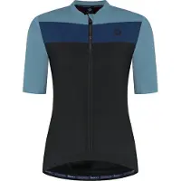 Rogelli Core Block Fietsshirt Dames - Korte Mouwen - Wielrenshirt - Zwart/Blauw - Maat M