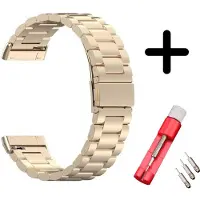 Strap-it bandje staal champagne + toolkit geschikt voor Fitbit Versa 3 / Fitbit Sense