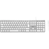 Macally UCZKEYHUBW-UK full size bedraad USB-toetsenbord met 3 poorts USB-hub (één USB-C- en twee USB-A-poorten), numeriek toetsenblok met achttien toetsen, witte toetsen, Brits/Nederlands (QWERTY)