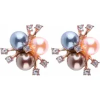 Charme Bijoux Clip Oorbellen-Synthetische Parel -Zalm Roze-Bruin-Goudkleurig- geen gaatje-