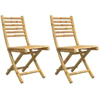 The Living Store Bamboestoelen - Tuinstoelen - Tuinstoelen 2 st inklapbaar 43x54x88 bamboe - Buitentools - Tuinset - Lounge Set