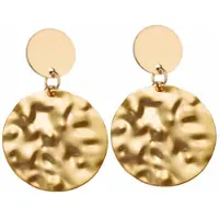 Charme Bijoux Clip oorbellen- goudkleurig- satijn- rond- lang- geen gaatje-