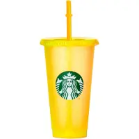 Starbucks Beker - Neon Yellow Glitter Cup - Summer 2025 - Met Rietje en Deksel - Herbruikbaar - ijskoffie beker - Milkshake beker - Tumbler - Limited Edition