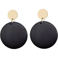 Charme Bijoux Clip oorbellen -Tordis- zwart hout -goudkleurig- geen gaatje-