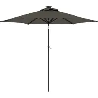 The Living Store Zonwering - Parasol - Parasol met LED's en stalen paal 225x225x212cm antracietkleurig - Buitendecoratie - Tuindeco - Led Parasol