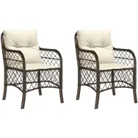 The Living Store Lounge Stoelen - Tuinstoelen - Tuinstoelen 2 st met kussens poly rattan bruin - Buitendecoratie - Tuinset - Patio Furniture