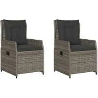 The Living Store Tuinstoelen 2 st verstelbaar poly rattan grijs - Tuinstoelen - Lounge Stoel - Buitendecoratie - Tuinset - Relaxfauteuil