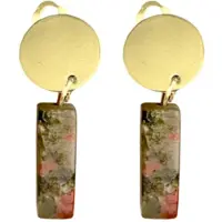 Charme Bijoux Clip oorbellen -goudkleur -gekleurde- steen-lang- geen gaatje-