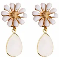Charme Bijoux Clip oorbellen- Madelief- wit- goudkleurig-geen gaatje-