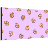 MuchoWow Aluminium schilderij 40x20 cm - Wanddecoratie metaal - Pretzels - Eten - Paars - Metalen muurdecoratie woonkamer - Decoratie industrieel - Foto op dibond - Industriële accessoires slaapkamer