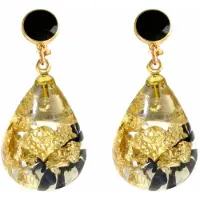 Charme Bijoux Clip oorbellen- Epoxy -zwart -goud- druppel-geen gaatje-
