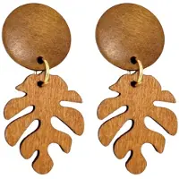 Charme Bijoux Clip oorbellen -roest -hout bruin- tak -goudkleurig- geen gaatje-