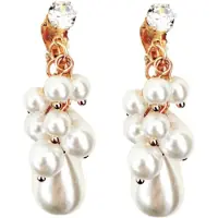 Charme Bijoux Clip/ klem oorbellen -tros Synthetische parels -goudkleurig- strass- geen gaatje-