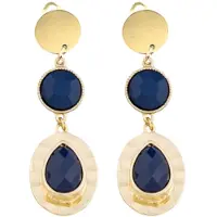 Charme Bijoux Clip oorbellen -goudkleurig- blauw- geen gaatje-