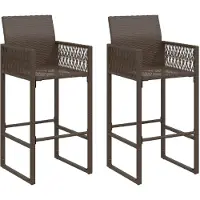 The Living Store Tuinset - Tuin Barkrukken - Tuinbarkrukken 2 st poly rattan bruin - Buitendecoratie - Outdoor Furniture - Ratan Stoel
