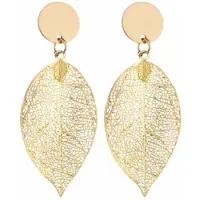 Charme Bijoux Clip oorbellen -goudkleurig- boomblad- geen gaatje- lang-