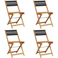 The Living Store Zwarte Tuinstoelen - Tuinstoelen - Tuinstoelen 4 st inklapbaar massief acaciahout zwart - Inklapbare Tuinstoelen - Acacia Hout - Buitendecoratie