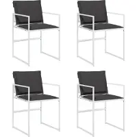 The Living Store Tuinset - Tuinstoelen - Tuinstoelen 4 st met kussens staal en textileen wit - Buitendecoratie - Lounge Stoel - Outdoor Furniture