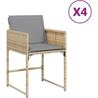 The Living Store Lounge Stoelen - Tuinstoelen - Tuinstoelen 4 st met kussens poly rattan gemengd beige - Buitendecoratie - Tuinset - Ratan Stoelen