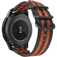 Strap-it Nylon gesp smartwatch bandje - geschikt voor Garmin Vivoactive 3 / Venu / Venu SQ / Vivomove HR / Forerunner 245 / 570 - 42mm / 645 - zwart/oranje