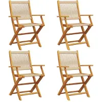 The Living Store : Tuinstoelen, 4 stuks, inklapbaar, beige, massief acaciahout