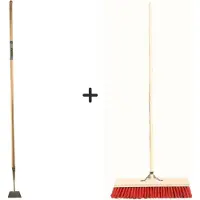 Synx Tools Rechte Schoffel 12cm met Staal 160cm + Nylon Straatbezem 50cm - Rechte Schoffel 12cm - Buitenbezem