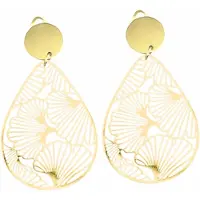 Charme Bijoux Clip oorbellen -goudkleurig -ginkgo blad- lang- geen gaatje-