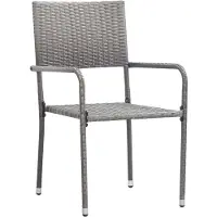The Living Store Poly Rattan - Tuinstoelen - Tuinstoelen 4 st stapelbaar poly rattan grijs - Buitendecoratie - Terrasdecoratie - Balkonmeubilair