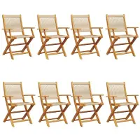 The Living Store Tuinstoelen 8 st inklapbaar massief acaciahout beige - Tuinstoelen - Inklapbare Stoelen - Buitentools - Acacia Hout - Lounge Stoelen