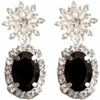 Charme Bijoux Clip oorbellen -strass -zwart- lang- geen gaatje-