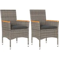 The Living Store Lounge Stoel - Tuinstoelen - Tuinstoelen 2 st met kussens poly rattan grijs - Buitenshuis Zitten - Patio Meubel - Balkon Decoratie