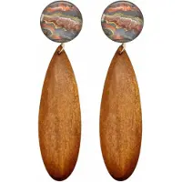 Charme Bijoux Clip oorbellen -Sahara- Luci- bruin hout- goudkleurig- geen gaatje-