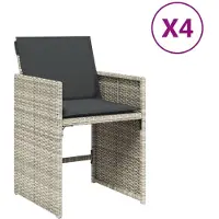 The Living Store - Tuinstoelen - 4 - st - met - kussens - poly - rattan - lichtgrijs